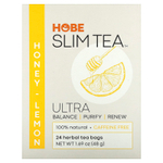 Hobe Labs, Ultra Slim Tea, мед и лимон, без кофеина, 24 травяных чайных пакетика, 48 г (1,69 унции)