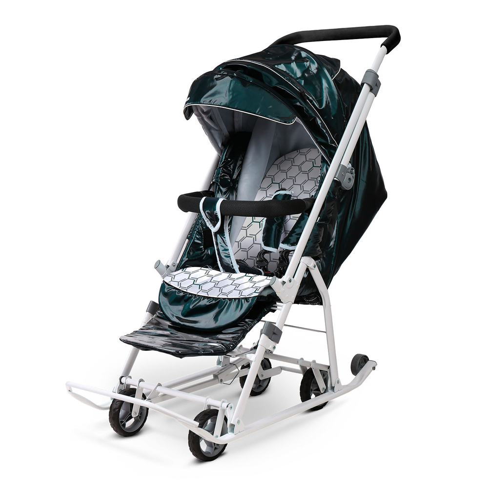 Коляска комбинированная (санки - коляска) «Наши Детки 9» изумрудный (арт. НД9С/ИЗ)