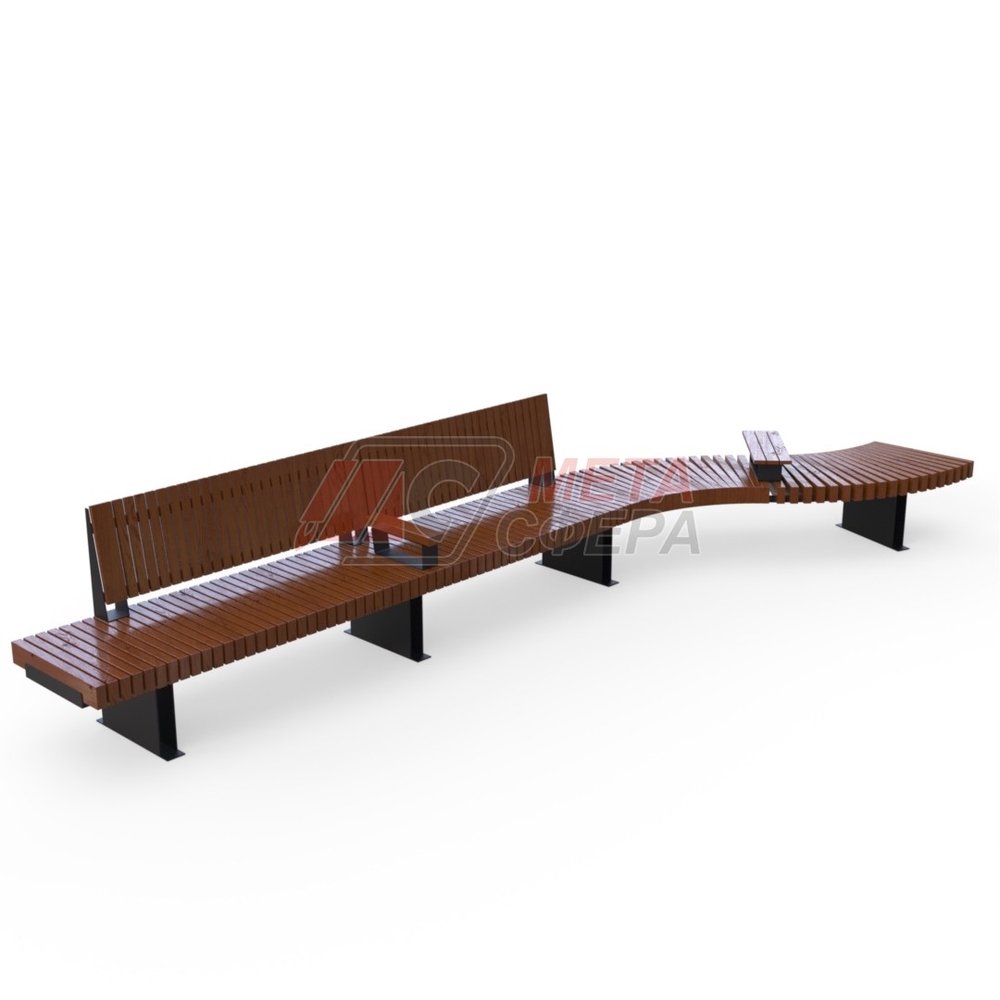 Скамейка Rail Road 03 двойная с подлокотниками и поворотом