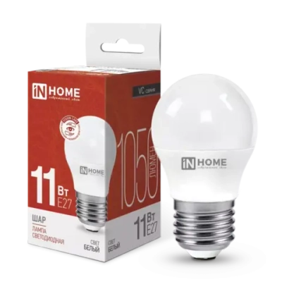 Лампа светодиодная LED-ШАР-VC 11Вт 230В Е27 4000К БЕЛЫЙ 1050Лм IN HOME