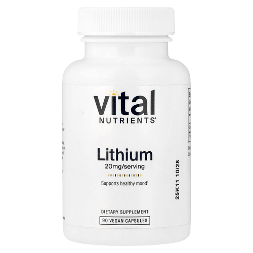 Vital Nutrients, Литий, 20 мг, 90 веганских капсул