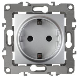 Розетка ЭРА Серия 12 12-2101-03 с заземлением 2P+E Schuko 16A-250В IP20 алюминий