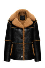 Чёрно-коричневая двусторонняя шуба-дублёнка