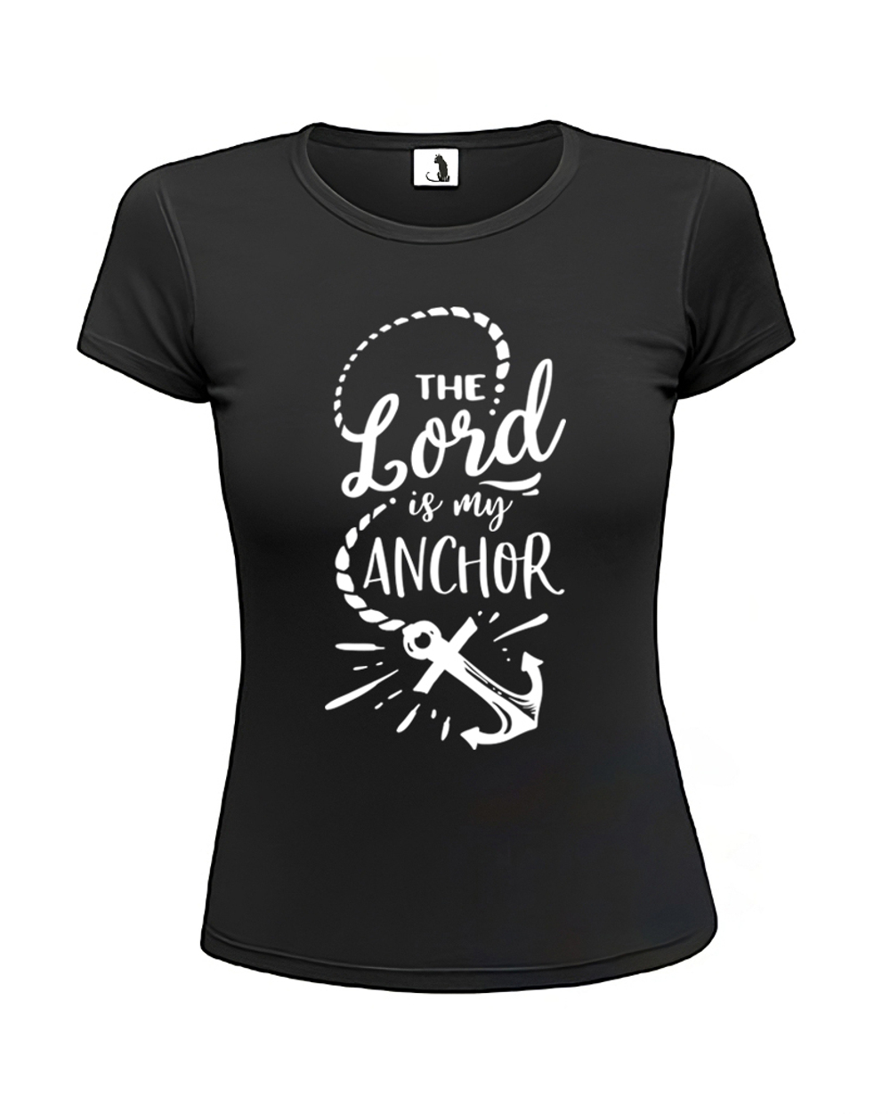 Футболка The Lord is my anchor женская приталенная черная