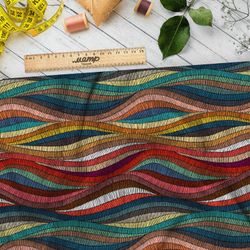 Ткань габардин волны мозаичные