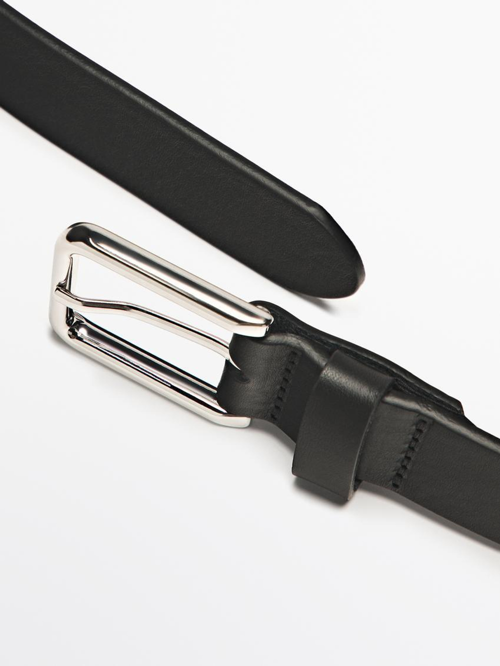 Massimo Dutti Ремень из мягкой кожи наппа, черный