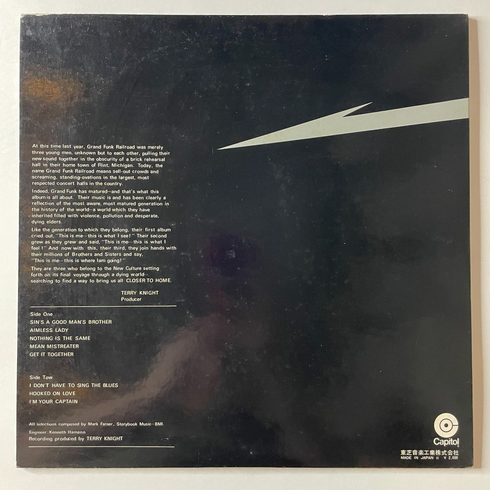 Винтажная виниловая пластинка LP Grand Funk Railroad Closer To Home (Japan 1970) (No Obi) Nothing Is The Same