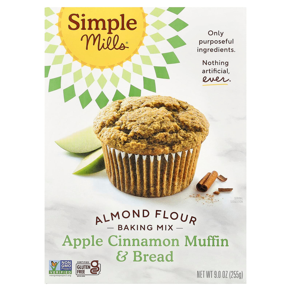 Simple Mills, миндальная мука, смесь для выпечки, яблочные кексы и коричный хлеб, 255 г (9 унций)