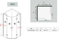 Душевое ограждение B&W S701 (1000х1000х2000)