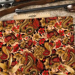 Ткань барби красные кобры и золотые цветы