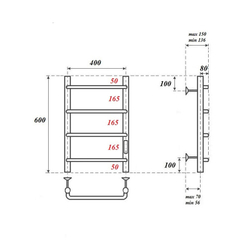Полотенцесушитель электрический Point Ника PN08846W П4 400x600 диммер справа, белый