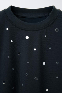 ZARA ФУТБОЛКА С АППЛИКАЦИЯМИ, АНТРАЦИТОВО-СЕРЫЙ