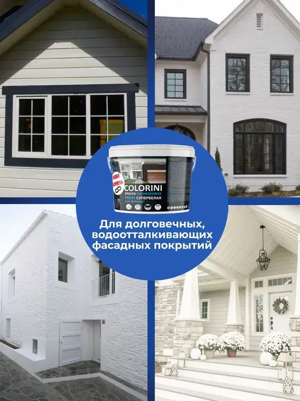 Краска COLORINI PROFI для Фасадов силиконовая супербелая 12кг