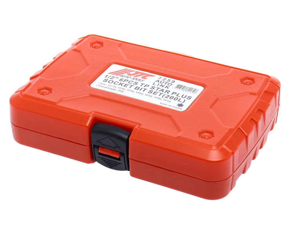 Набор головок торцевых и насадок 1/2" 6-ти гранных TP40-TP70 удлиненные 6 предметов в кейсе JTC