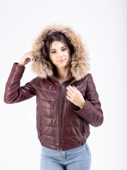 Куртка женская из натуральной кожи с капюшоном Турция