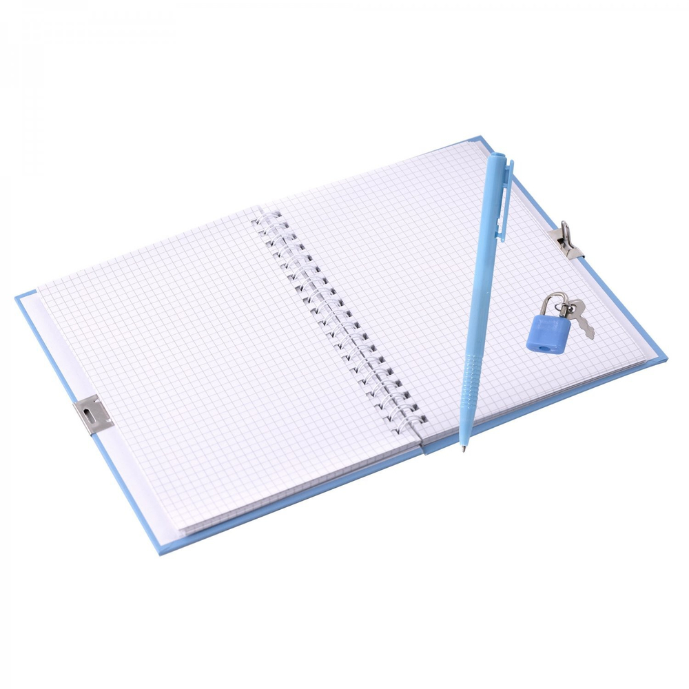 Блокнот в футляре 19,5 см * 23,0 см , гребень, Alingar, ламинация, замочек, ручка, 45 л., клетка, "Дино", сиреневый