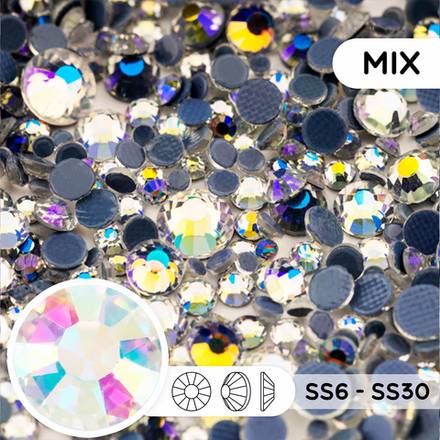 Стразы горячей фиксации из стекла, цвет Crystal Moonlight, форма Round
