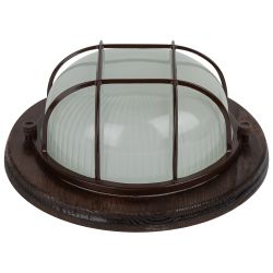 Светильник ЭРА НБО 03-60-022 Кантри дерево/стекло решетка IP54 E27 max 60Вт D220 круг орех | Светильники ЖКХ РБ