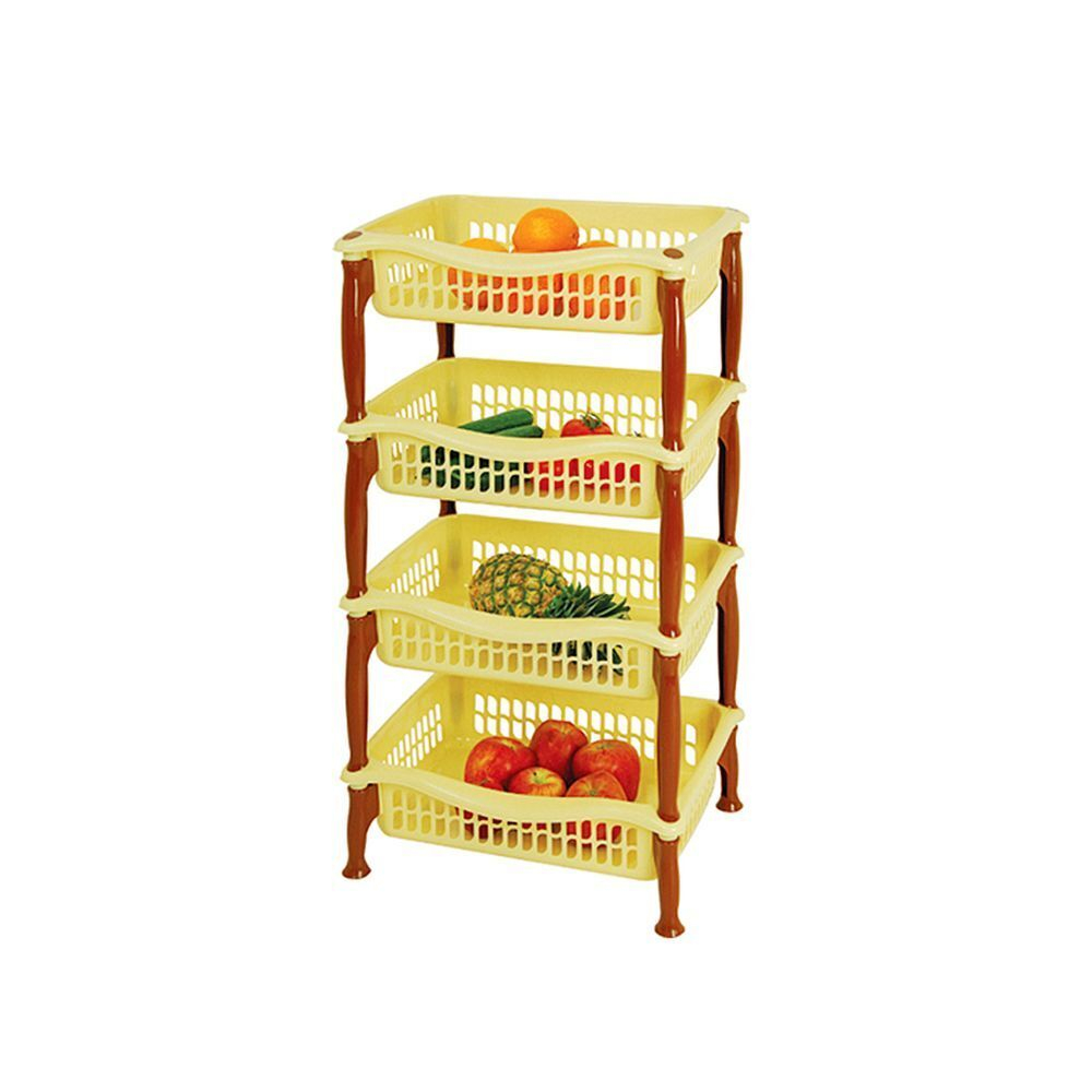 Полка для овощей, пластик, 4 секц, 44х32х85 см, беж,молоч, Dunya Plastik, 04204