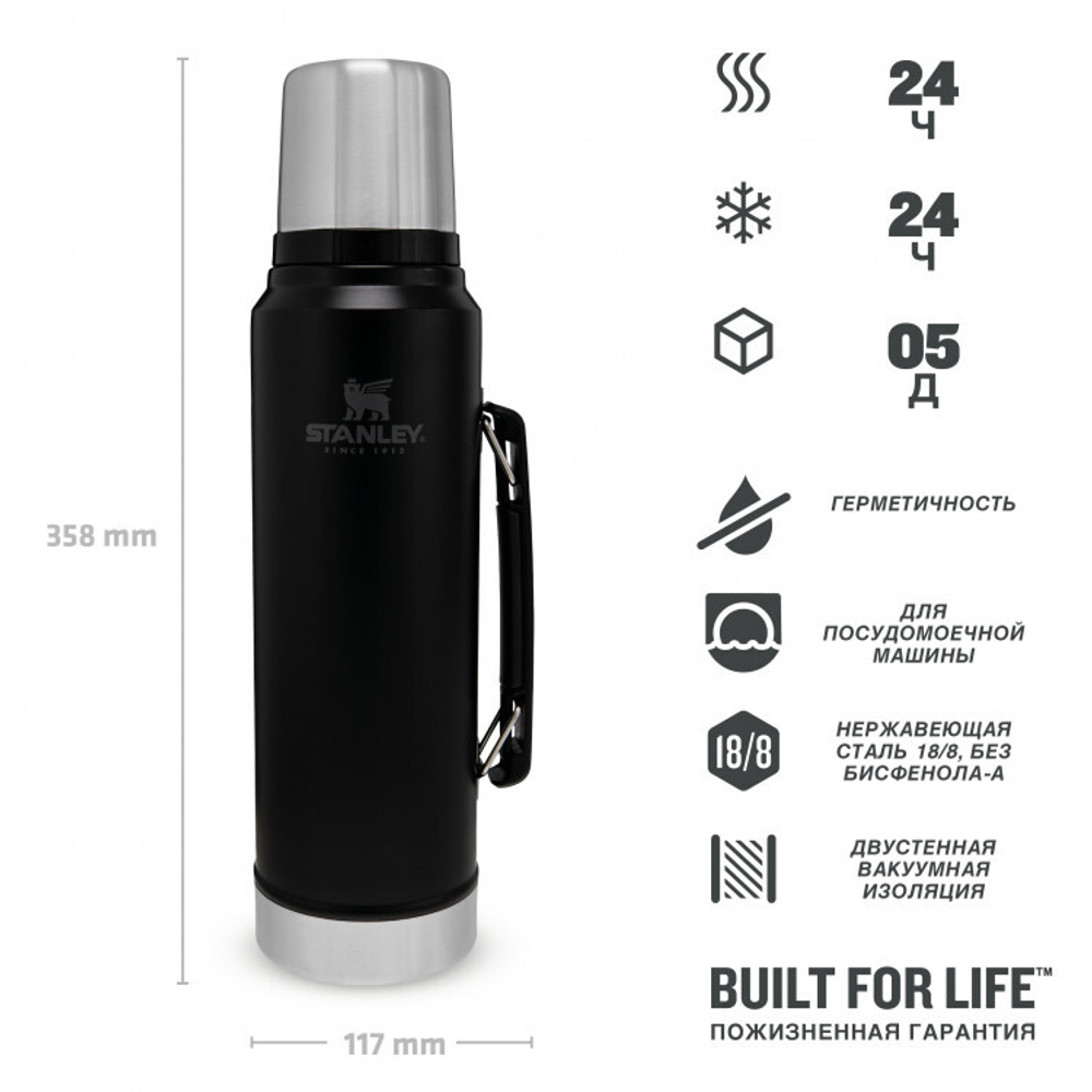 Термос Stanley Classic 1.4L чёрный