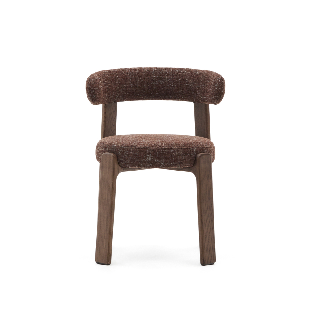 Granite Стул на 4 ножках из коричневого шенилла и массива ясеня в отделке орех