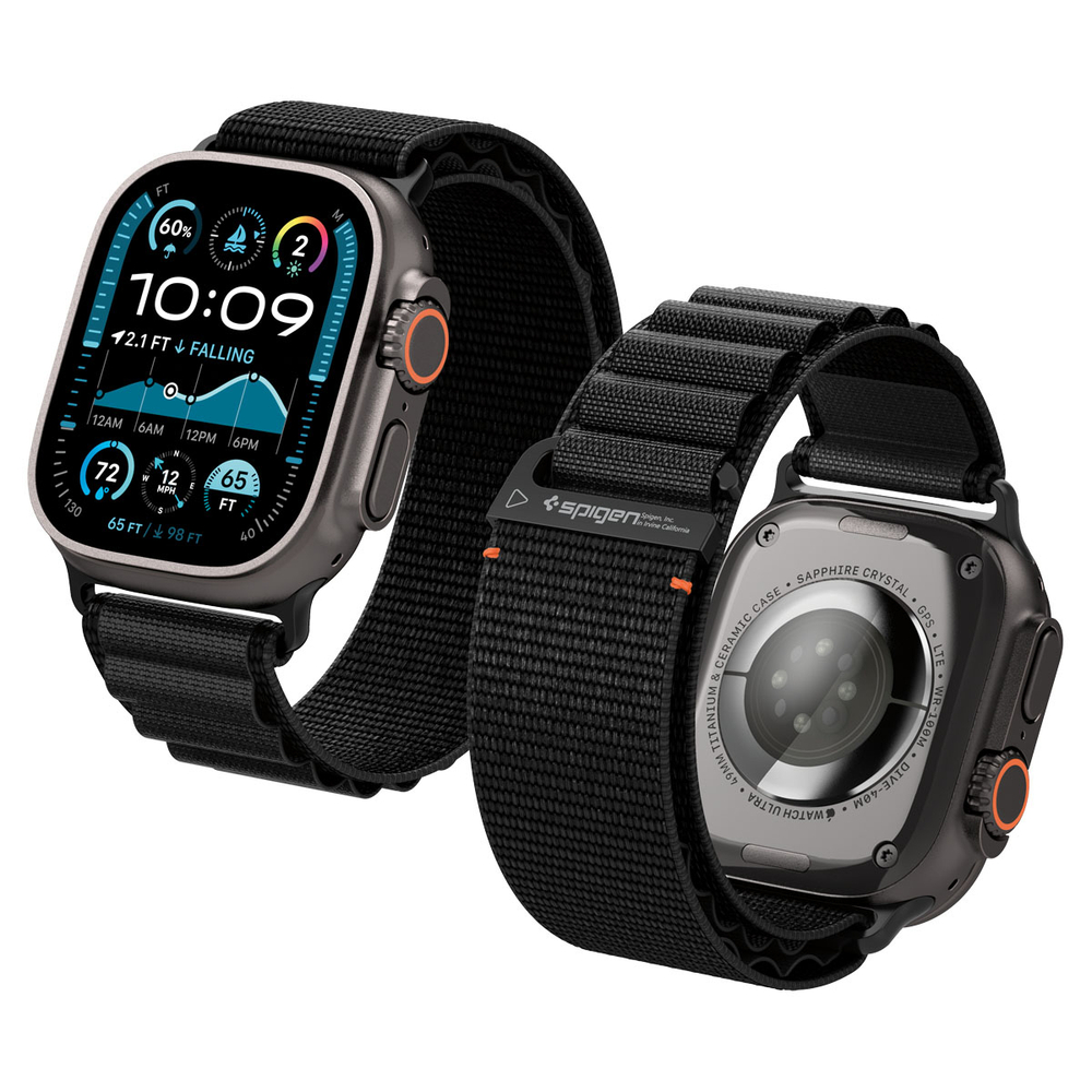 Ремешок Spigen WBF1 BAND для Apple Watch 6 / 7 / 8 / 9 / 10 / SE / Ultra 1 / 2 (44 / 45 / 46 / 49 mm) черный