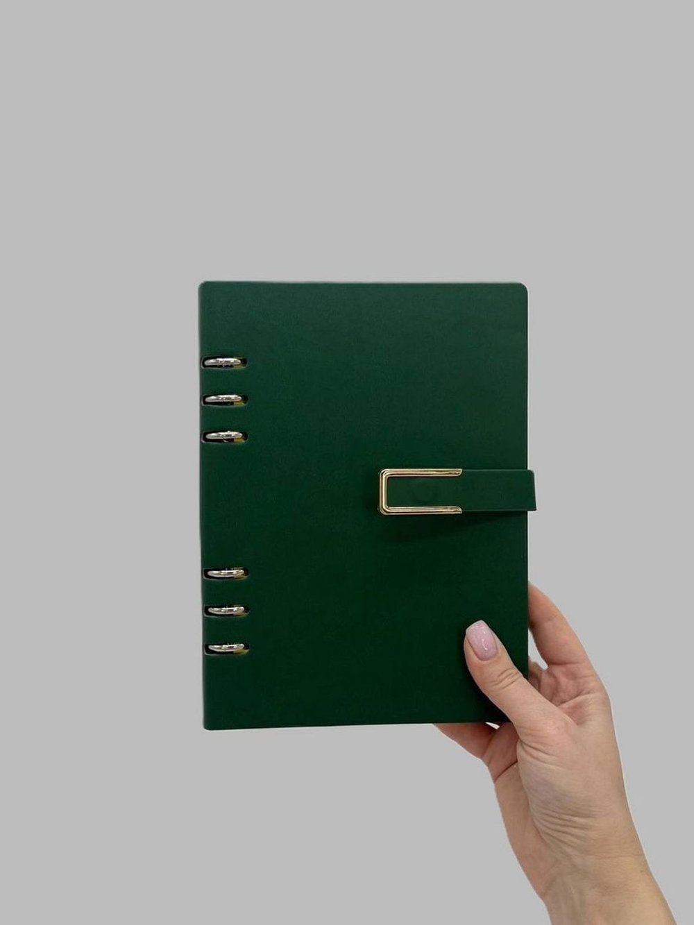 Блокнот органайзер А5 на кольцах 96 л. на магните в линейку зеленый (5919-1)