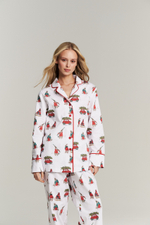 Костюм двойка из сатина с зайками - размер S-M