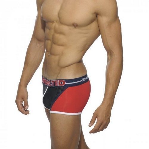 Мужские трусы хипсы ADDICTED Blocking Color Hips Red-Black со вставкой - сеточкой