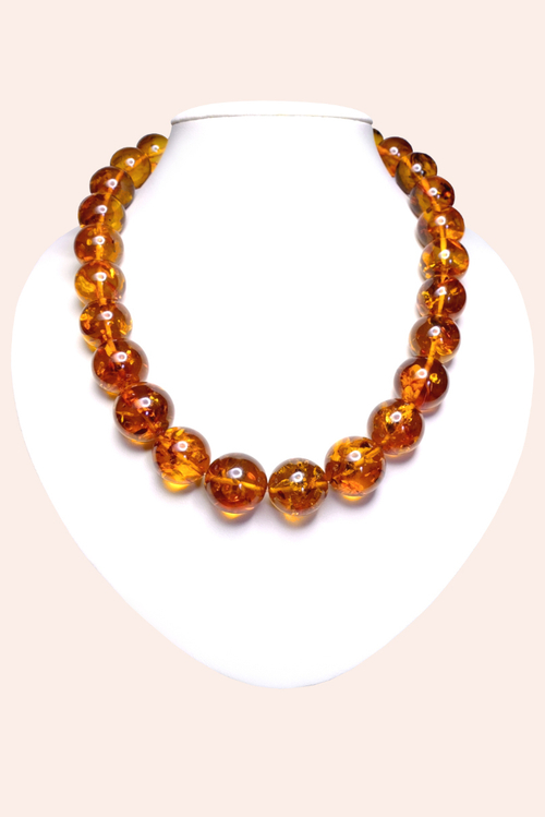 Бусы шары из натурального формованного янтаря