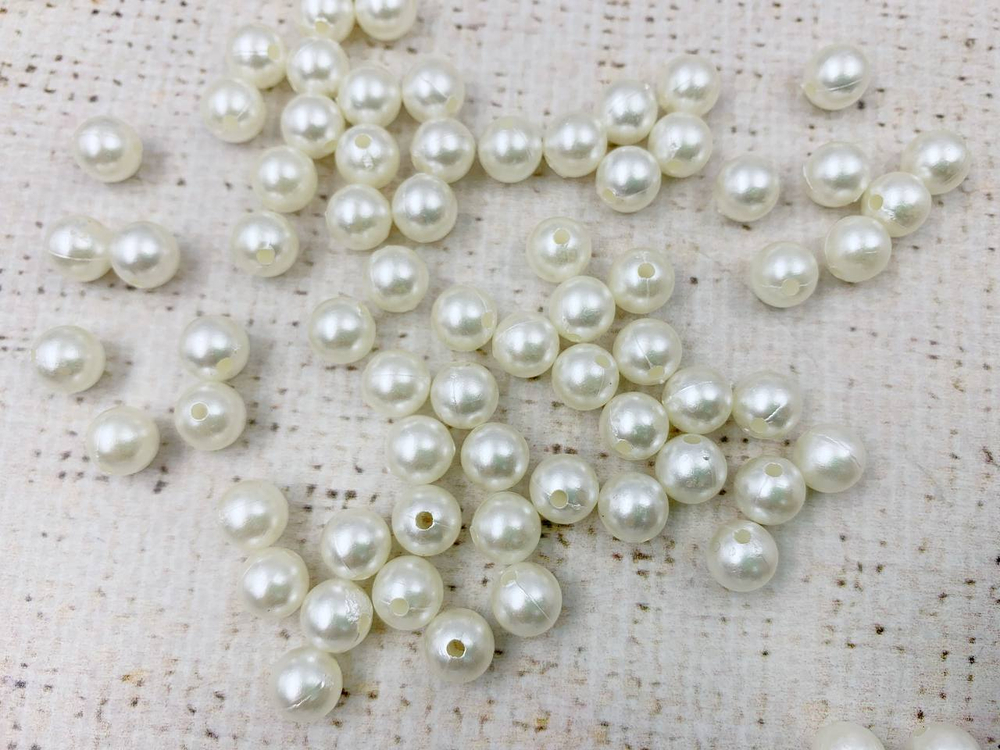 Бусины пришивные под жемчуг, Ø 8 мм, молочный