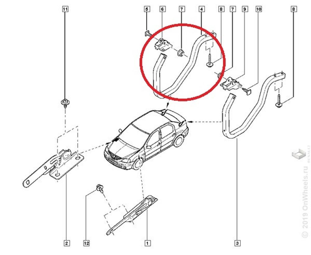 Петля крышки багажника Renault Logan прав. до 2014 г. (Renault)