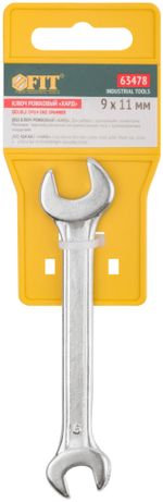 63478 Ключ рожковый "Хард" , хромированное покрытие 9х11 мм FIT