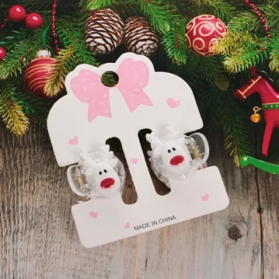 Заколки - крабы для волос 2шт на блистере «Новогодние друзья - Оленёнок Руперт», 2см (в пакете с подвесом)