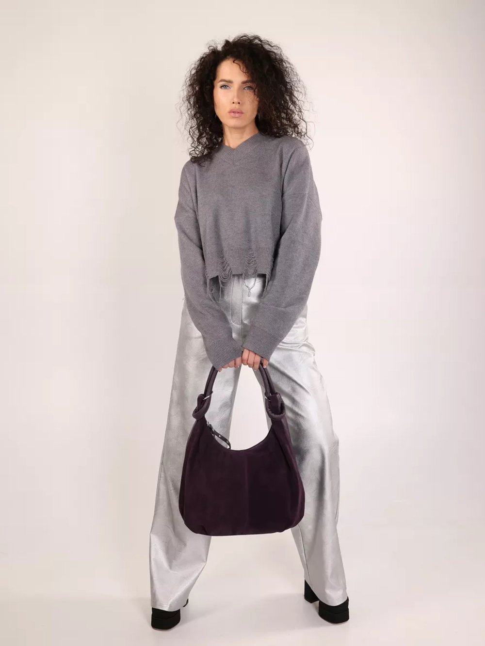 сумка большая через плечо шоппер натуральная замша