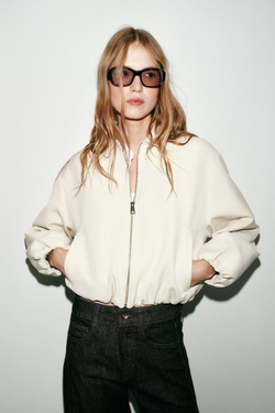 ZARA КУРТКА С ЗАСТЕЖКОЙ-МОЛНИЕЙ, ЭКРЮ