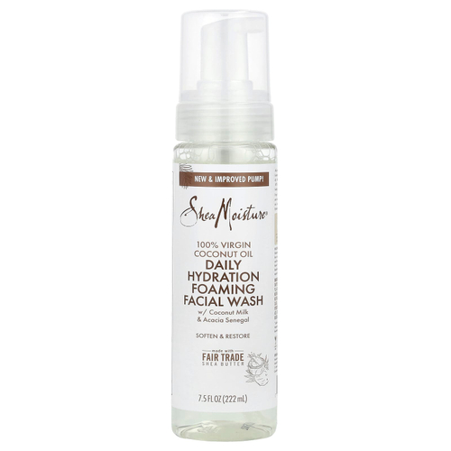 SheaMoisture, 100% кокосовое масло первого отжима, увлажняющая пенка для ежедневного умывания, 222 мл (7,5 жидк. унц.)
