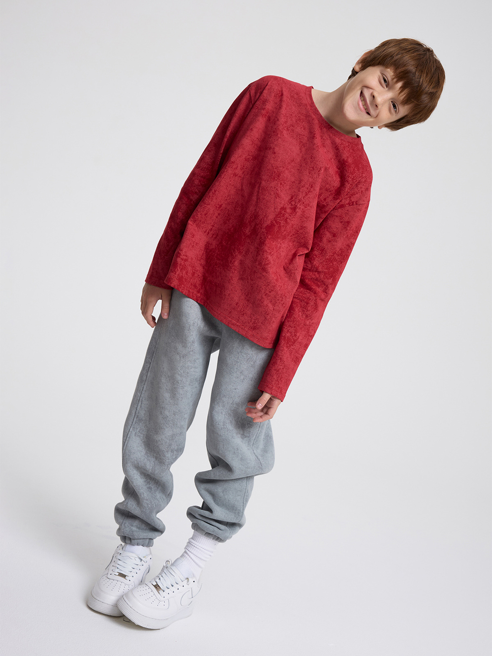 Лонгслив базовый с эффектом варки Mjölk Red Vintage