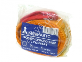 Трос буксира15т/5м лента МаякАвто с Петлями, ширина 70мм  15054