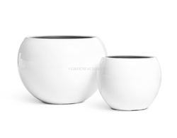 Кашпо TREEZ Effectory - серия Gloss - Полусфера - Белый глянцевый лак