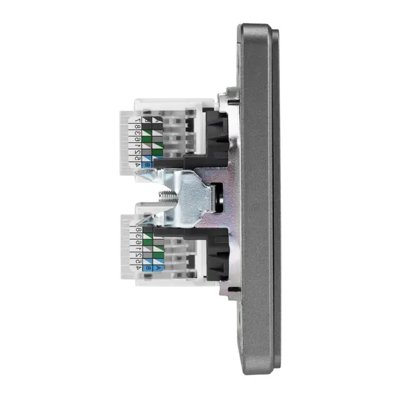 Розетка ROUND компьютерная двойная RJ45+RJ45 кат6 с/у титан KRANZ