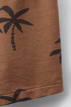 ZARA ШОРТЫ-БЕРМУДЫ ИЗ ТКАНИ С РЕЛЬЕФНЫМ УЗОРОМ И ПРИНТОМ «ПАЛЬМЫ», СВЕТЛО-КОРИЧНЕВЫЙ