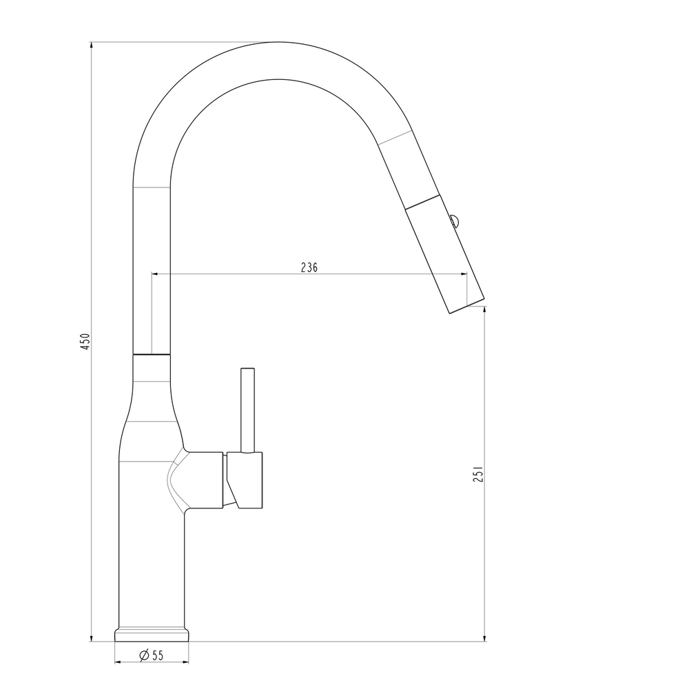 Смеситель для кухни 35к G4398-45 GAPPO нерж. сталь, высокий выдвижной излив, САТИН