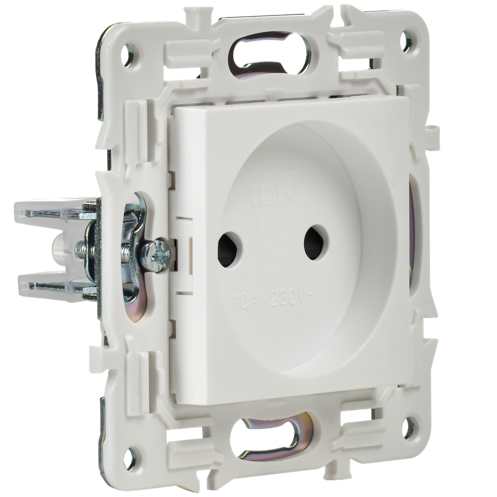 SKANDY Розетка без заземления с защитными шторками 10А SK-R01W арктический белый IEK