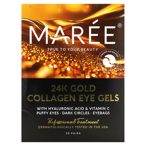 Maree, 24-каратное золото, коллаген для глаз, Golden Sunrise, 20 пар, 120 г (4,2 унции)