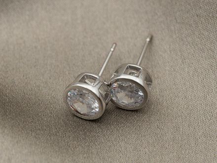 Серьги-гвоздики 4мм, с прозрачным кристаллом