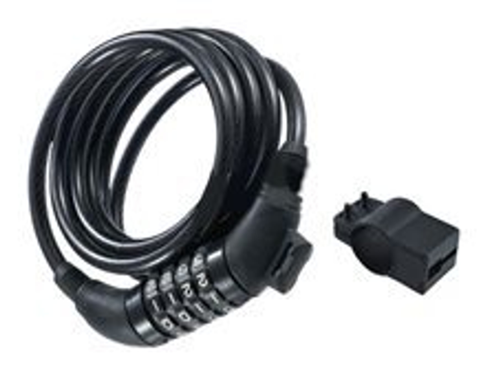 Спиральный кабельный замок, арт. HD721A, 12*1800, на коде, с кронштейном,