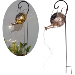 Светильник дачный на солн.батерее «Чайник Лампа» 27*15*10 см, 37 ламп LED (6 нитей, длина 55 см, подставка 79 см), Теплый белый