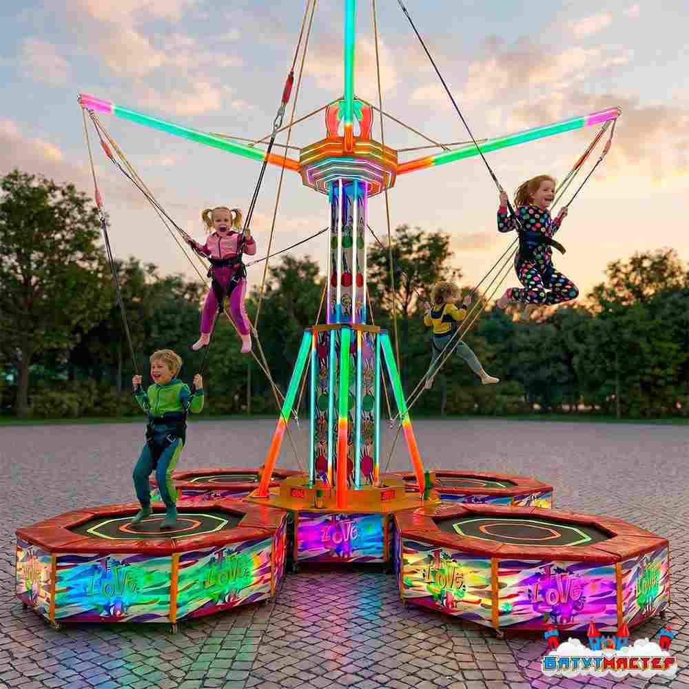 Банджи-батут «Неоновый калейдоскоп», 4-местный, 4,5×4,5×4,5 м