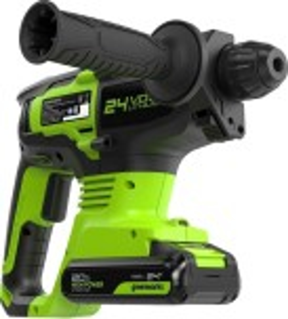 Перфоратор аккумуляторный GREENWORKS GD24SDS2 24V, АКБ 2Ач и ЗУ  3803007CUA